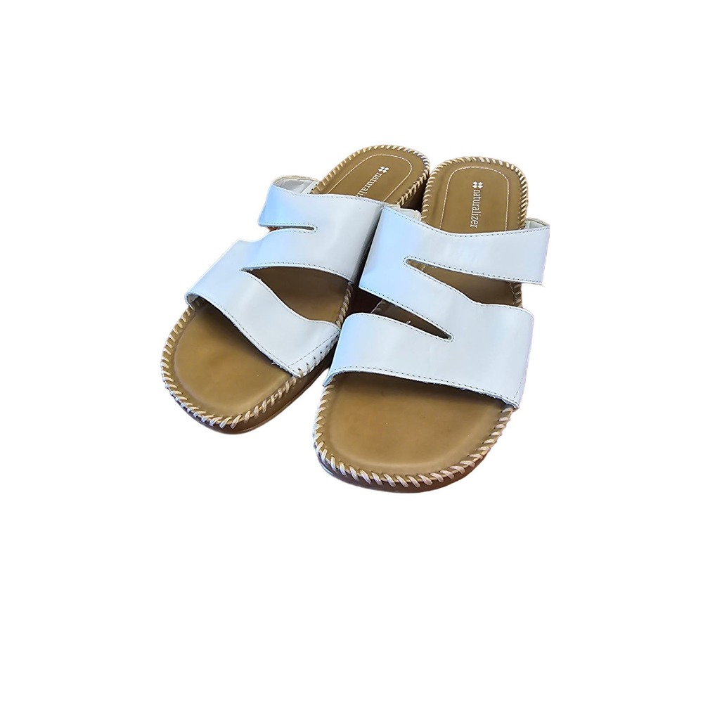 Naturalizer Roper White Women Sz‎ 8.5 M Comfort Slide Wedge Sandals 245NA61
